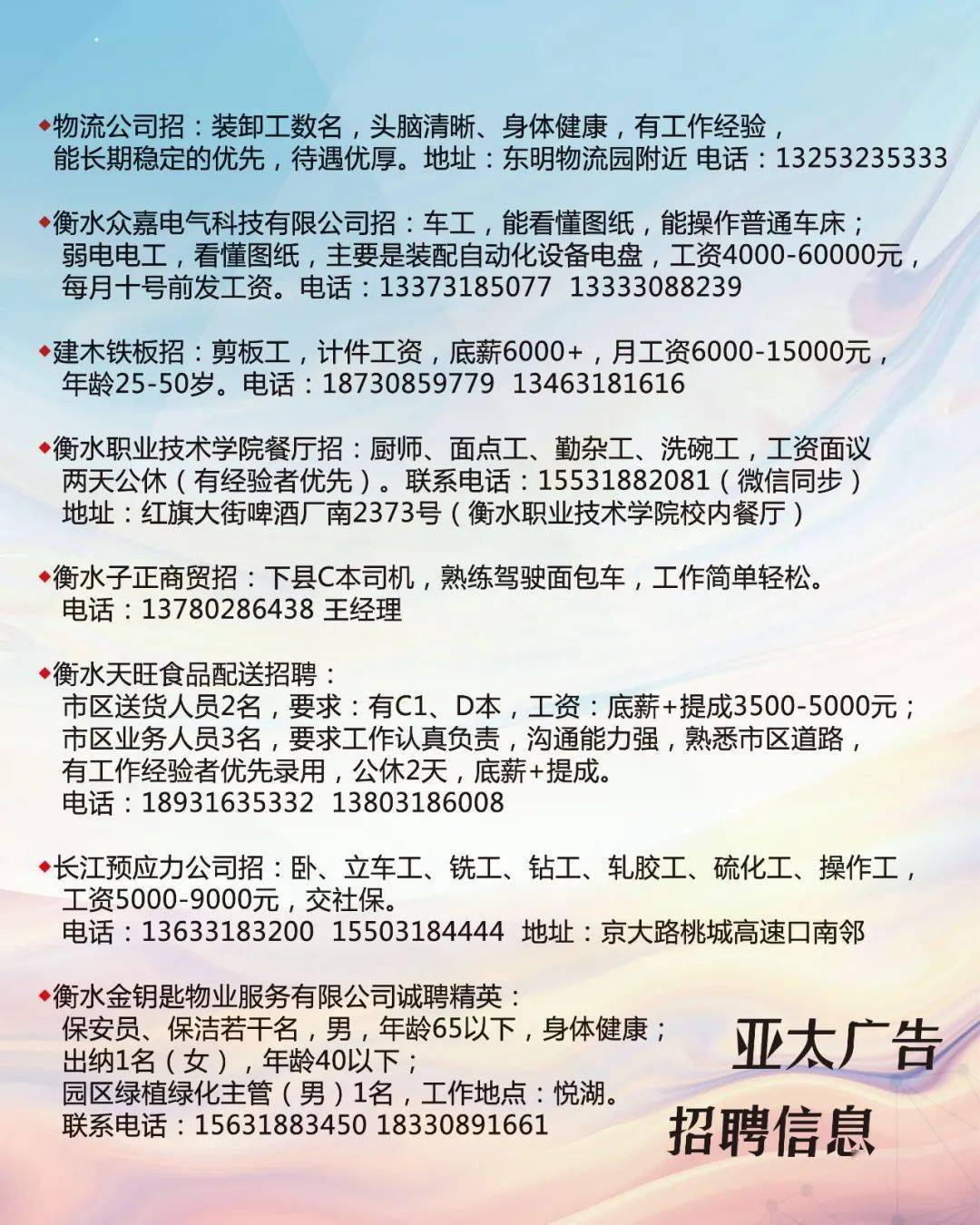 瓦房店招聘网最新消息