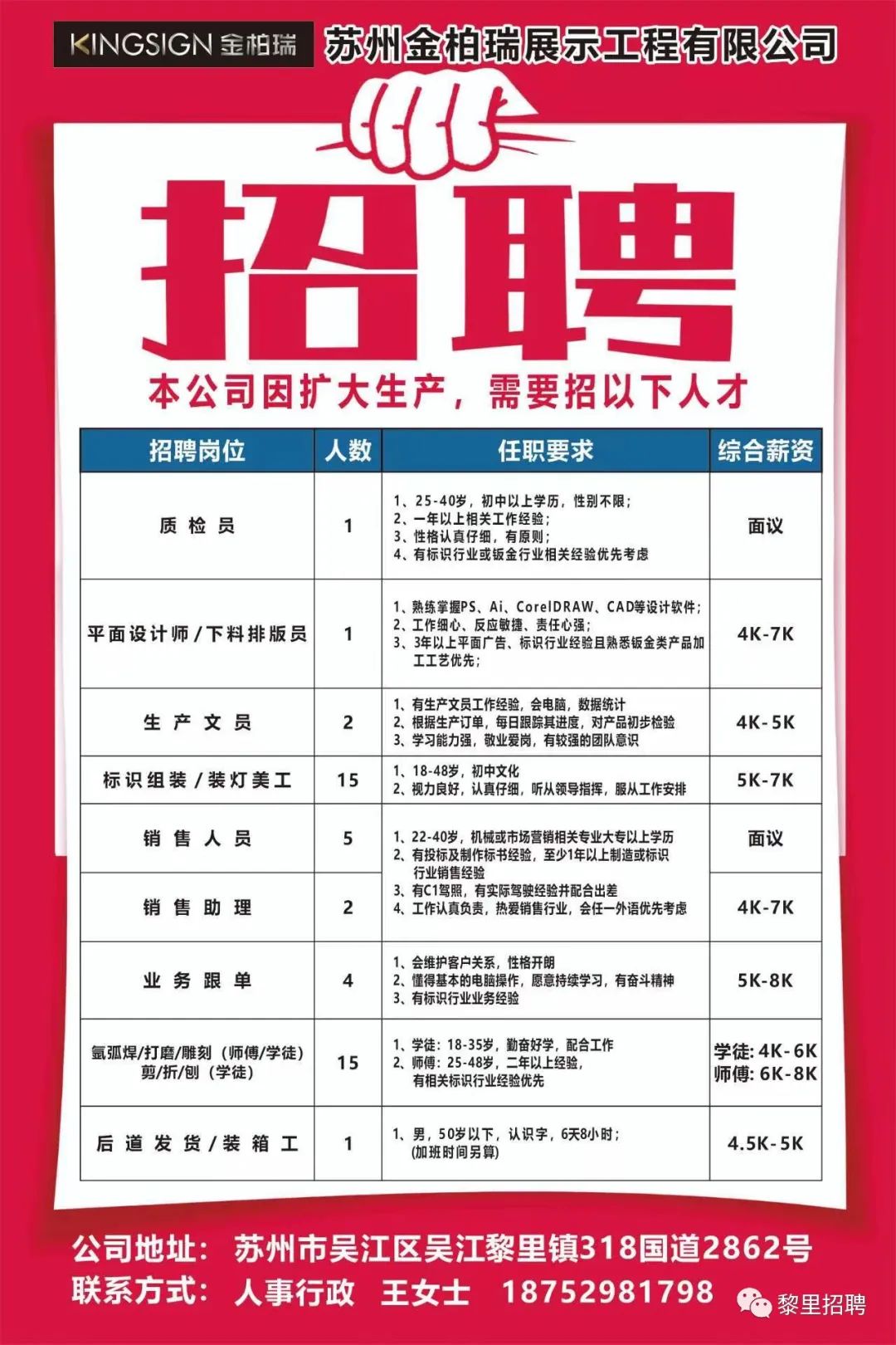 嘉善晋亿螺丝最新招聘