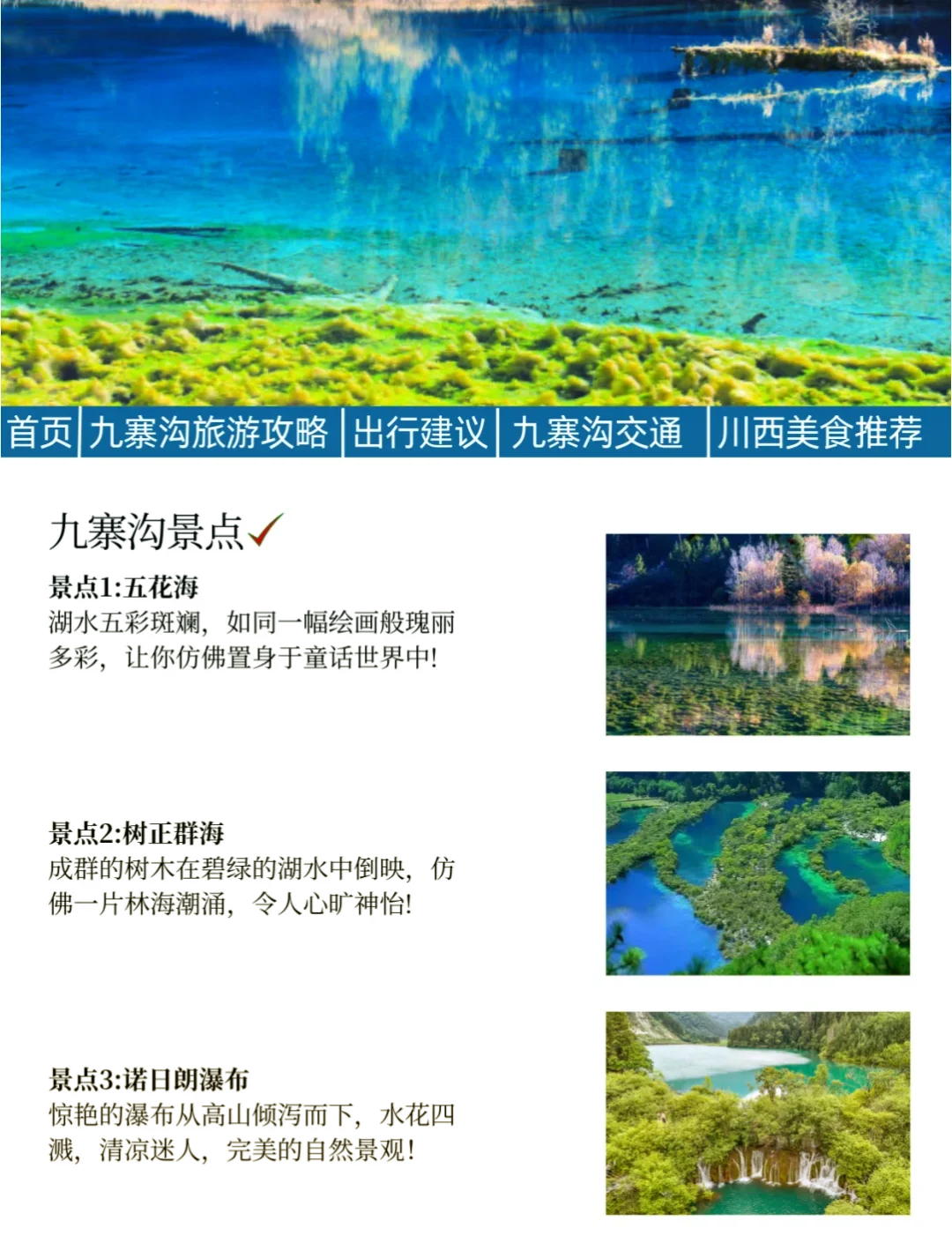 最新九寨沟旅游攻略