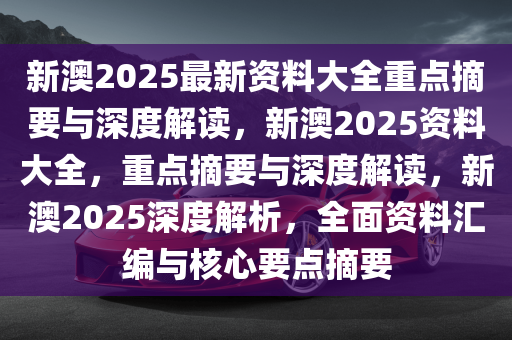 新澳姿料大全正版2025,新澳姿料大全正版2025，深度探索与应用展望